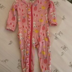SpearmintLove Pink Bunny Kids One Piece / Easter / ruffles! 0-3 mo